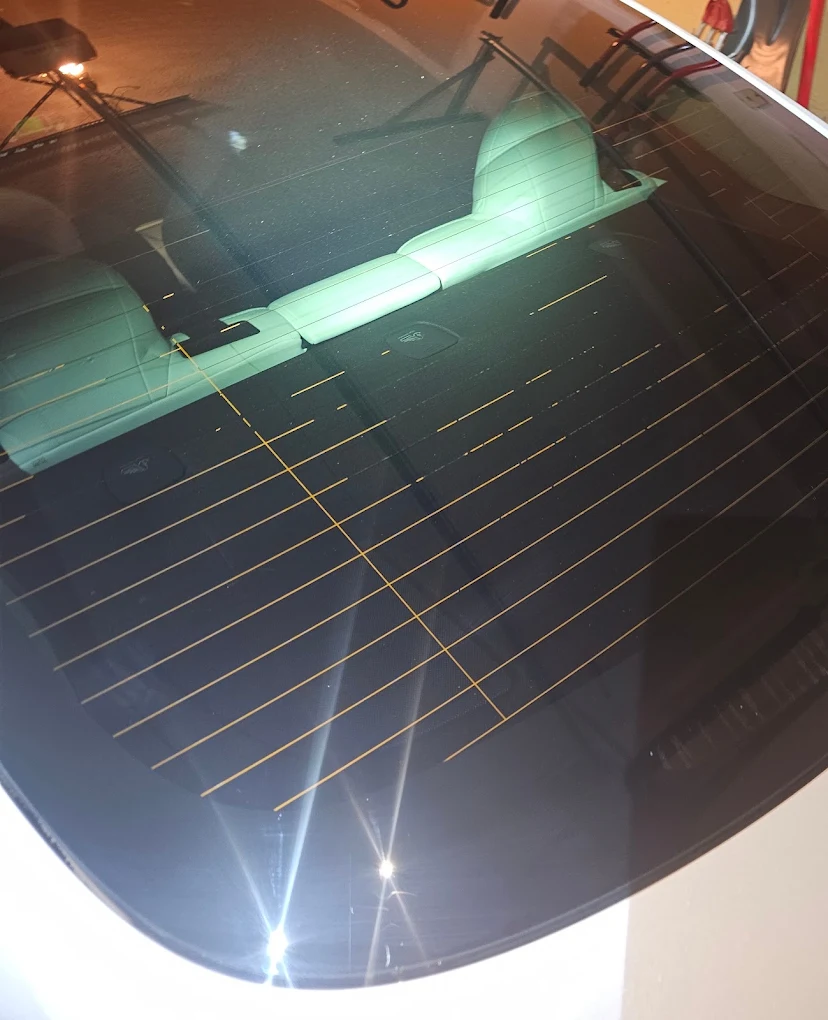 Car rear window and seats